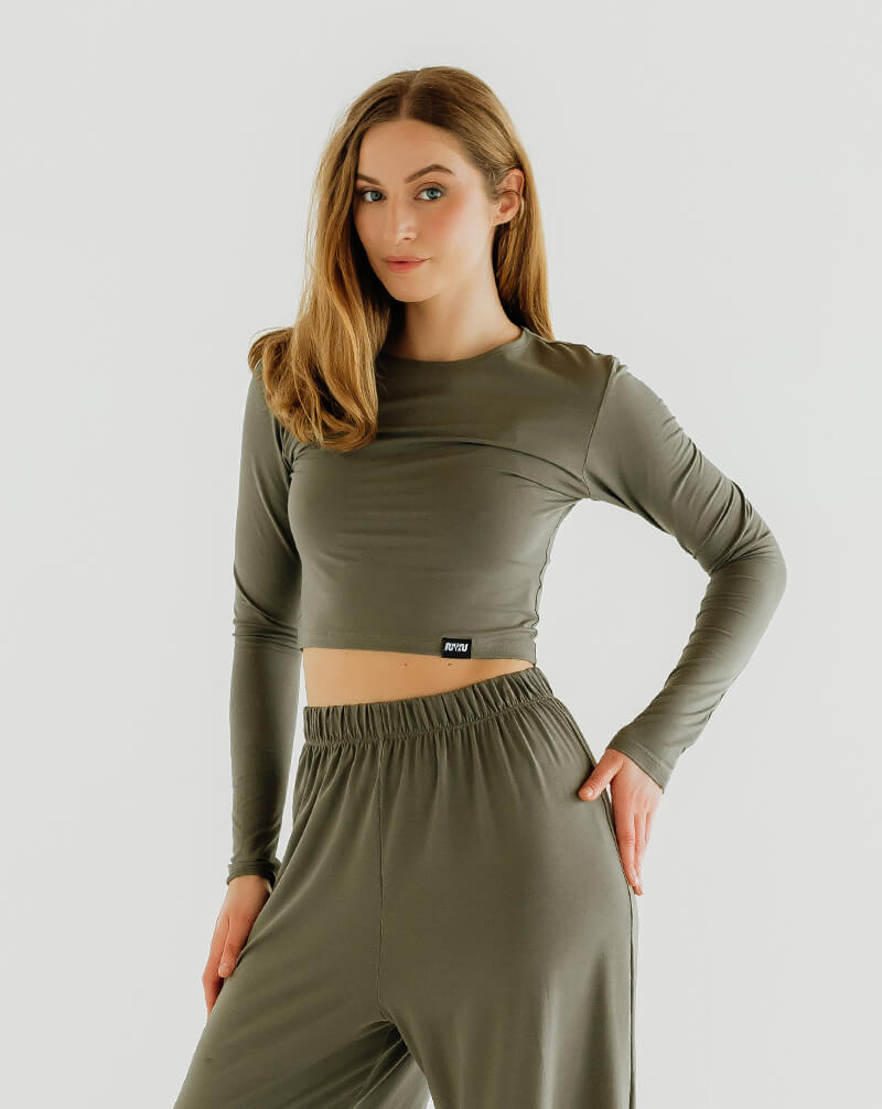 Khaki Comfort Crop Top
