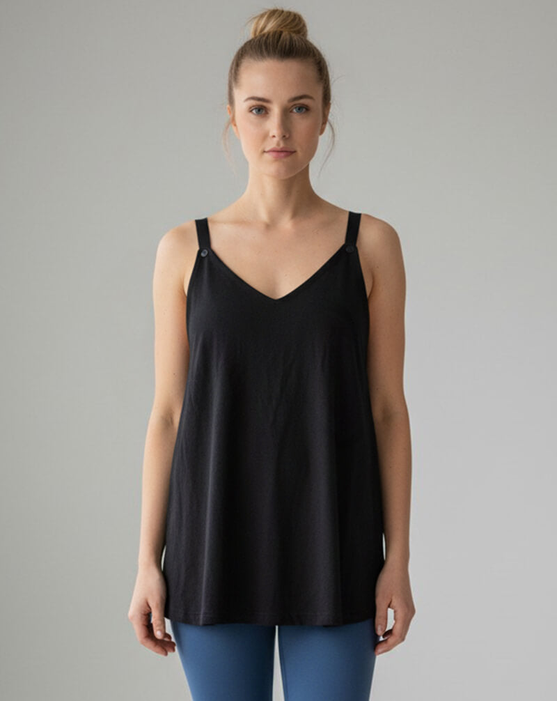 Black Nursing Top with Built-In Bra