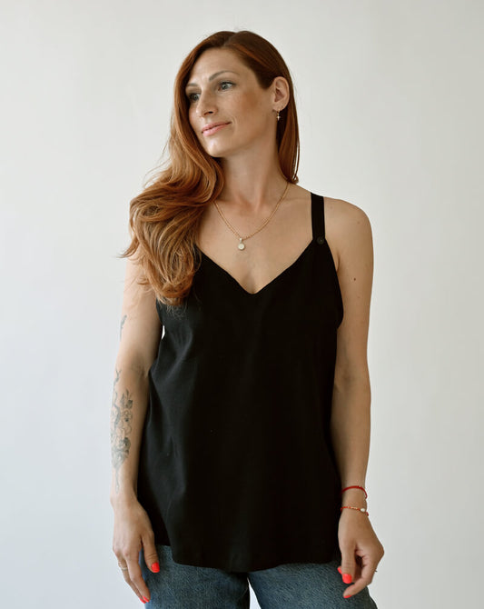 Black Nursing Top with Built-In Bra