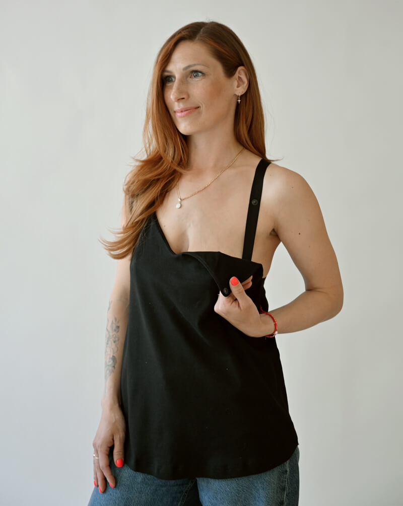 Black Nursing Top with Built-In Bra