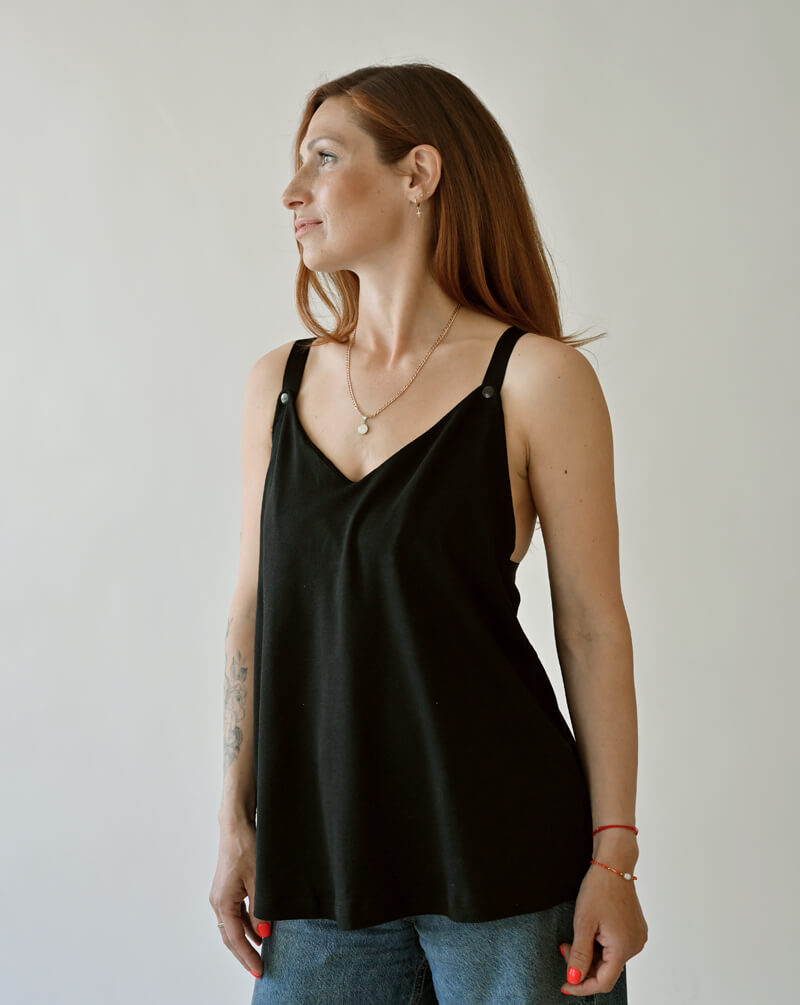 Black Nursing Top with Built-In Bra