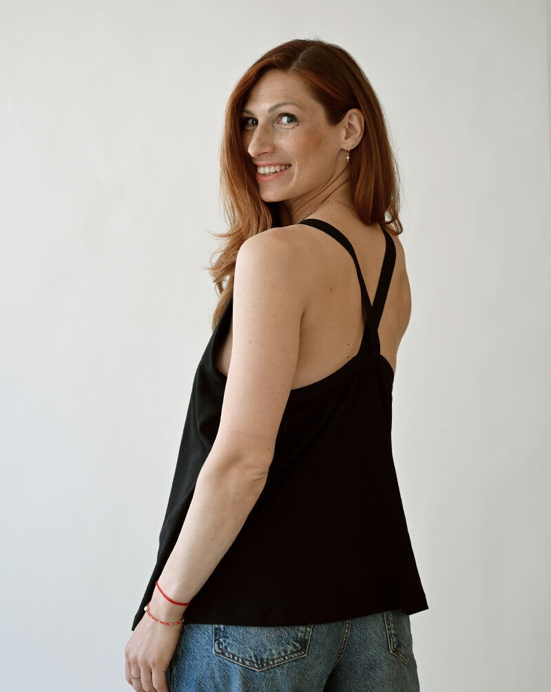 Black Nursing Top with Built-In Bra