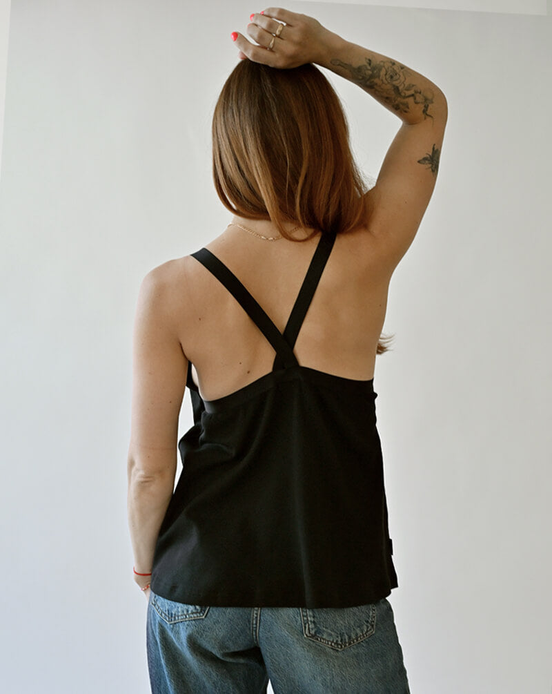 Black Nursing Top with Built-In Bra