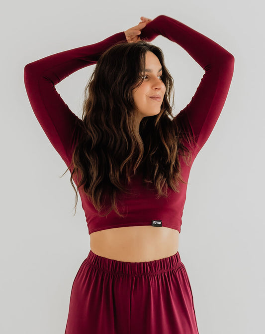 Burgundy Comfort Crop Top