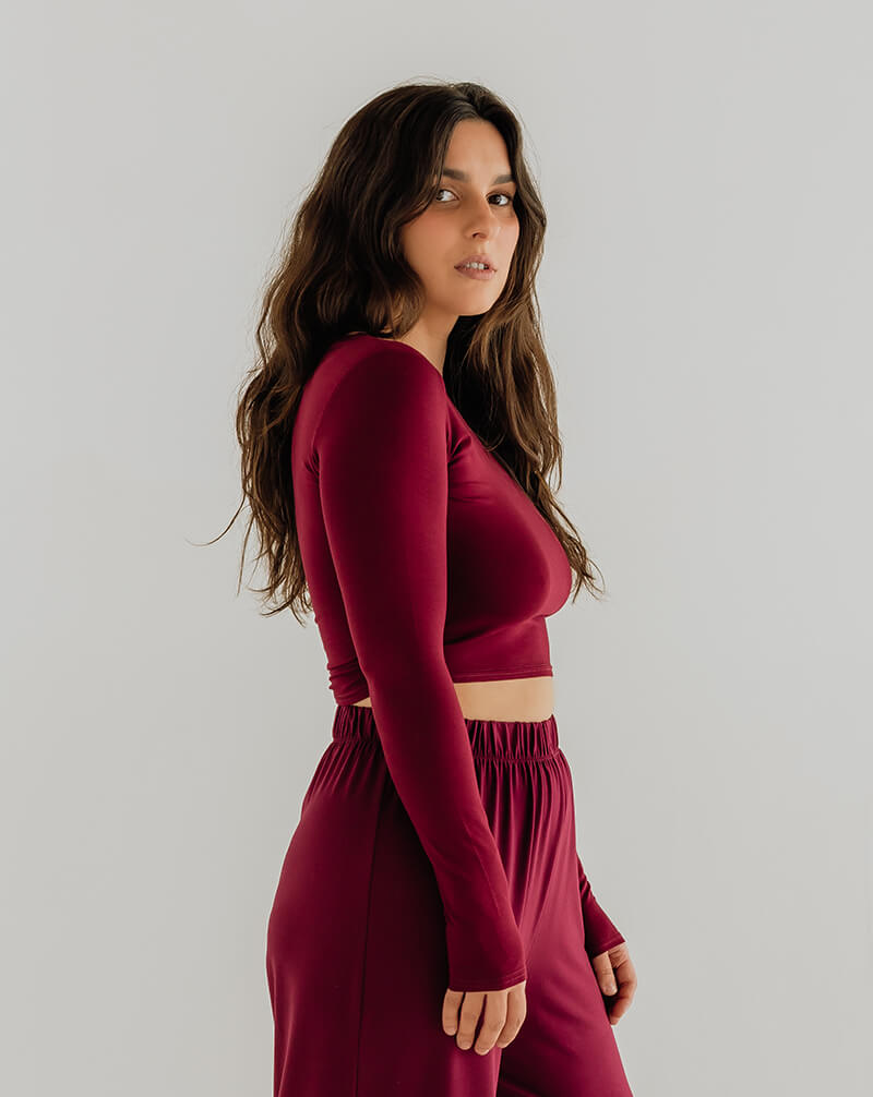 Burgundy Comfort Crop Top