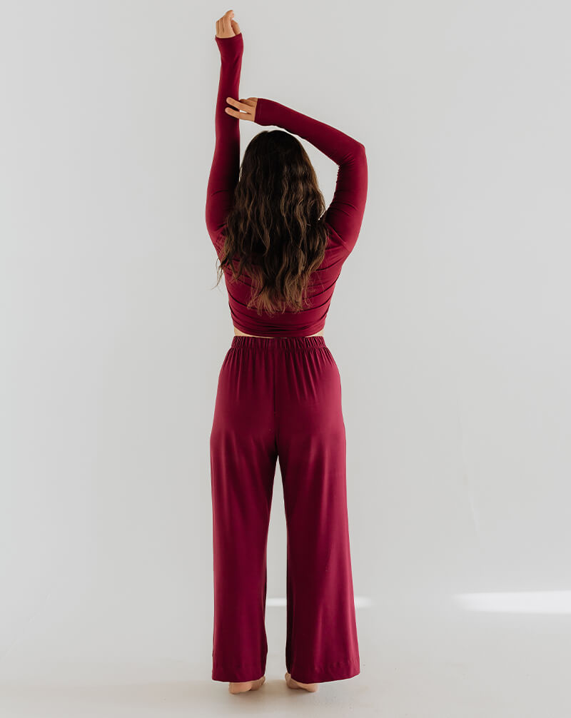 Burgundy Comfort Flowy Pants