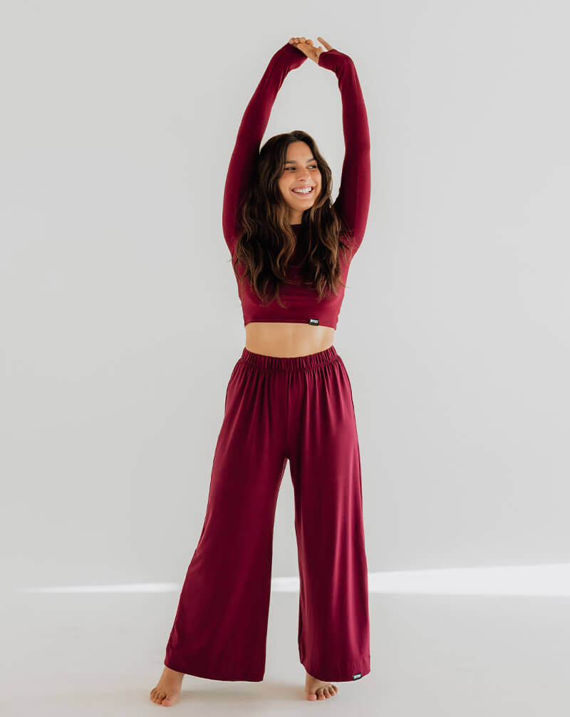 Burgundy Comfort Flowy Pants