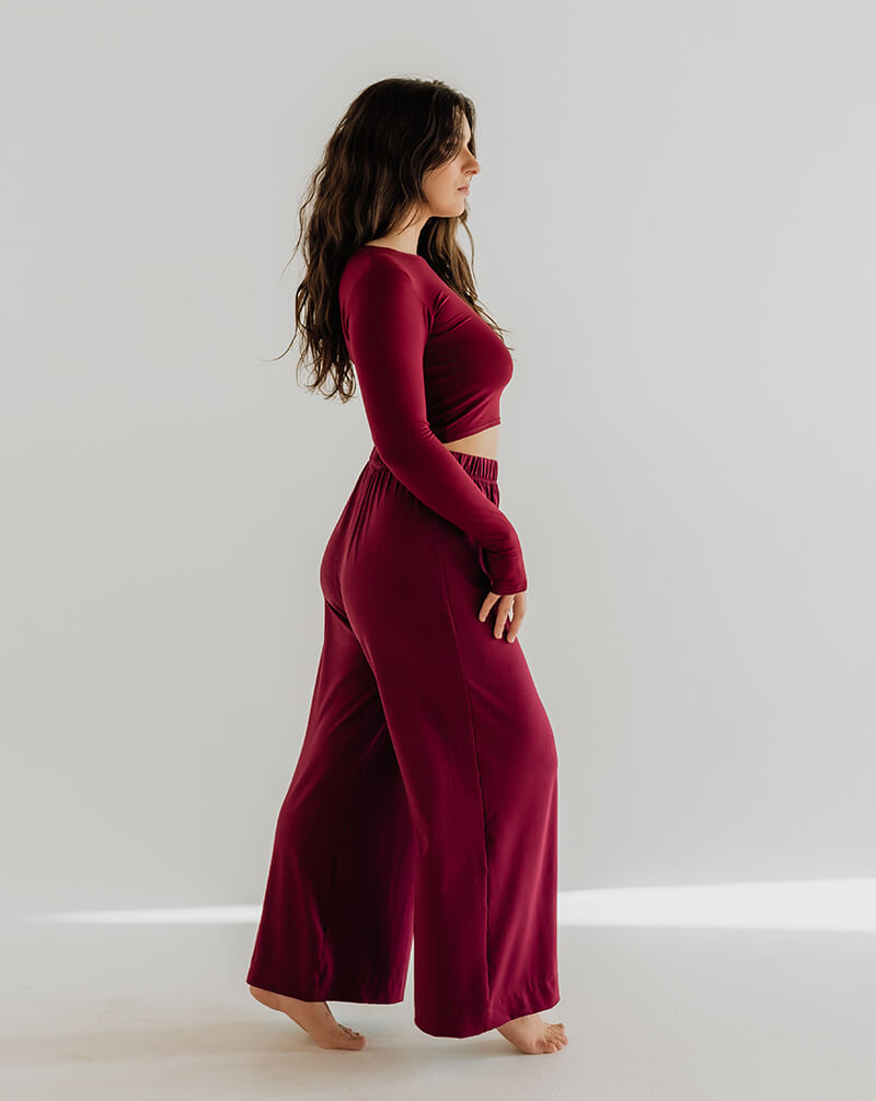 Burgundy Comfort Flowy Pants