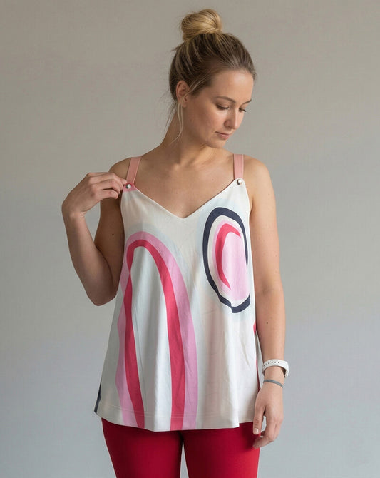 Colorful Nursing Top with Built-In Bra