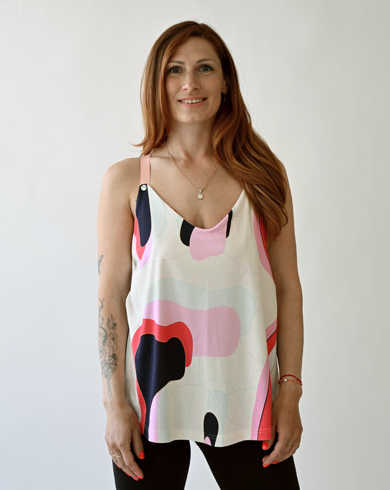 Colorful Nursing Top with Built-In Bra