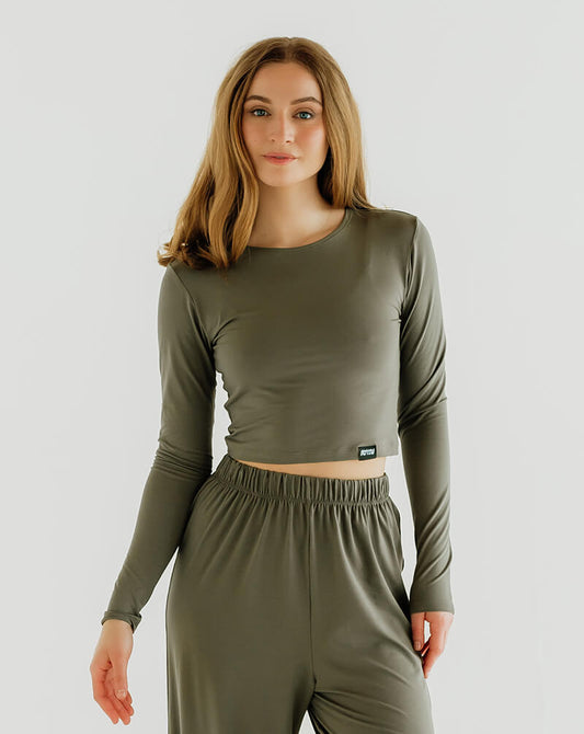 Khaki Comfort Crop Top