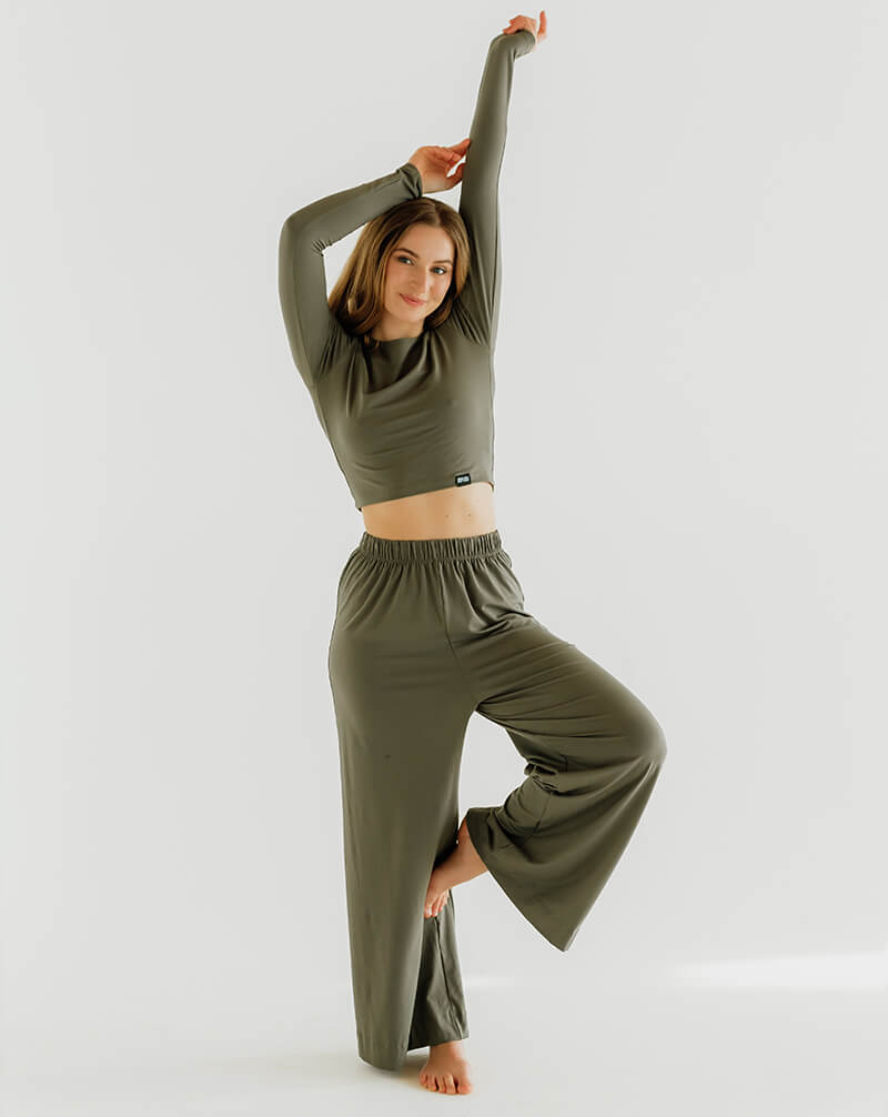 Khaki Comfort Flowy Pants