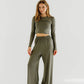 Khaki Comfort Flowy Pants