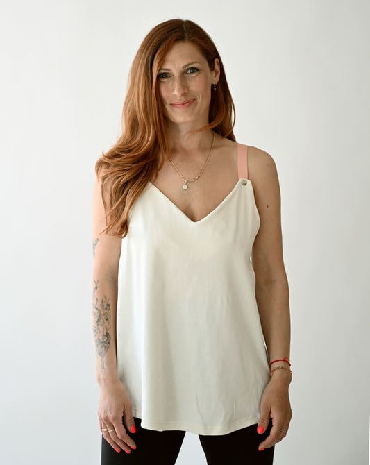White Nursing Top with Built-In Bra