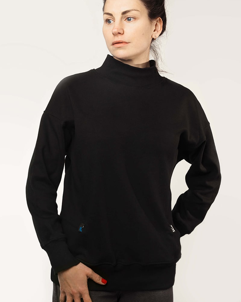Black Nursing Jumper for Breastfeeding — Stay Warm by LULA